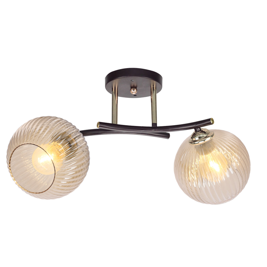 MANON lampa sufitowa brunatny+złoty E27 klosz bursztynowy