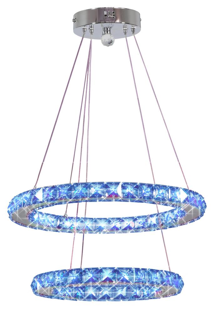 LORDS lampa wisząca 40 owalny podwójny 27W LED rgb chrom z pilotem
