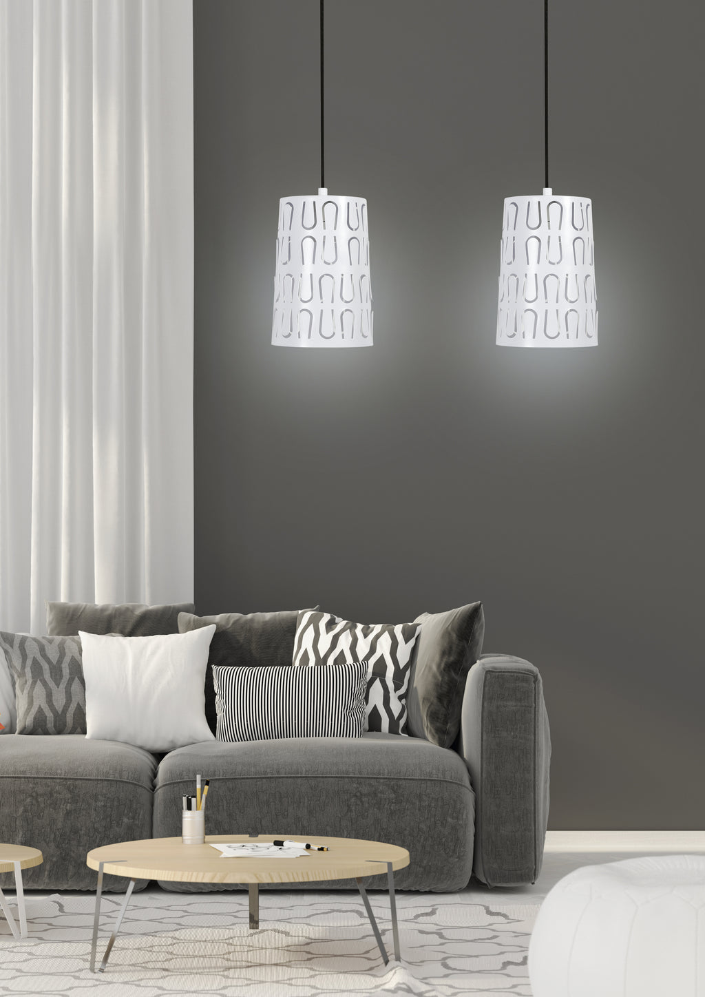 VISTA lampa wisząca 2x60W E27 biały