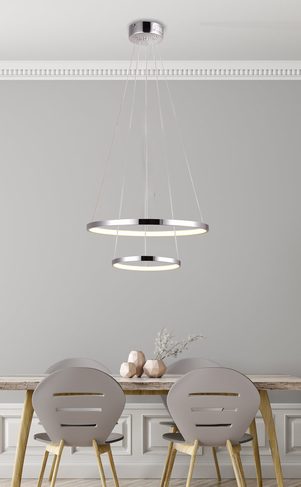 LUNE lampa wisząca 50 okrągły podwójny 40W LED 4000k chrom