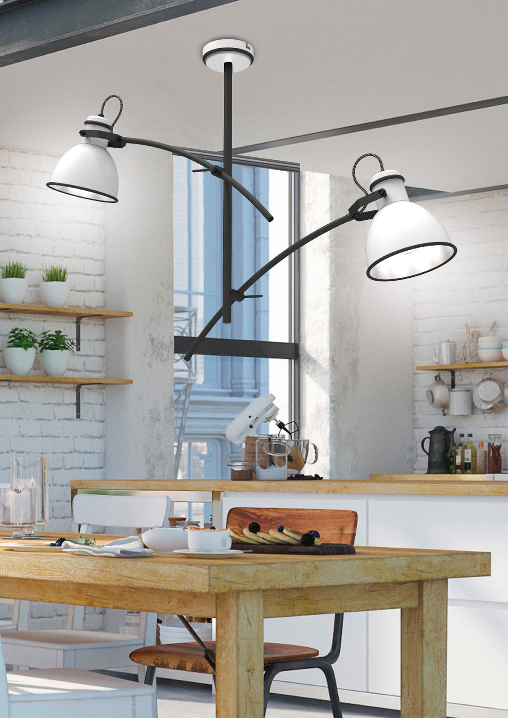 ZUMBA lampa wisząca 2x60W E27 biały+czarny