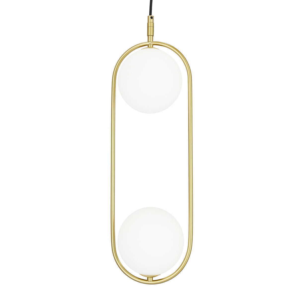Lampa wisząca CORDEL elegancka - złoty mosiądz z białymi kloszami kulkami - nowoczesne oświetlenie salonu 2x G9 LED
