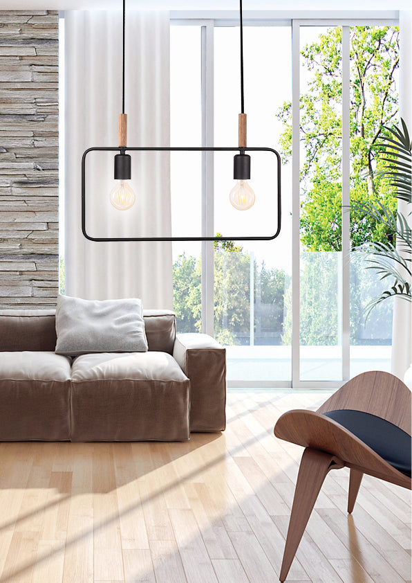 FRAME lampa wisząca 2x60W E27 czarny