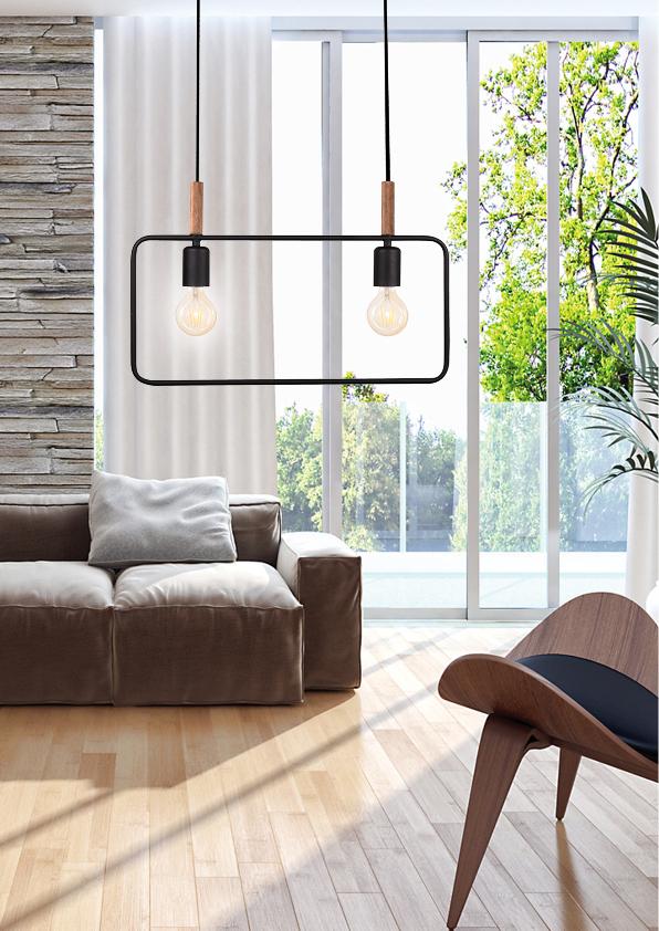 FRAME lampa wisząca 2x60W E27 czarny