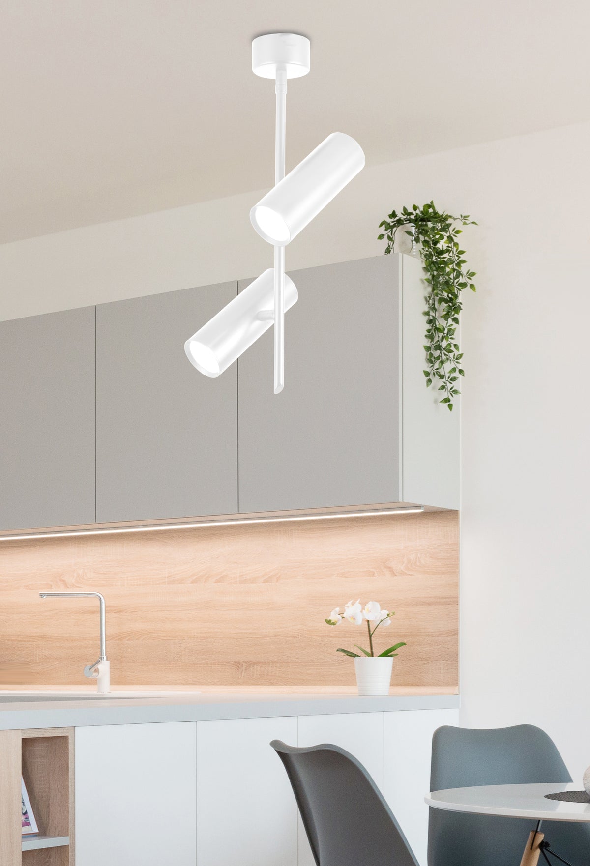 lampa wisząca tuba 2x5W LED biały 4000k