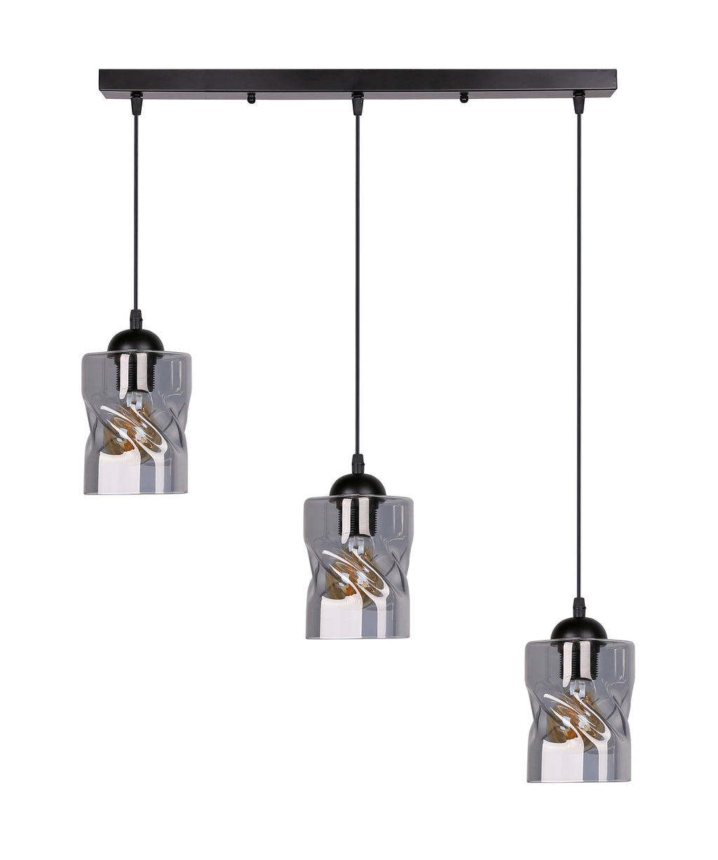 Felis lampa wisząca czarny 3x60W E27 klosz dymiony