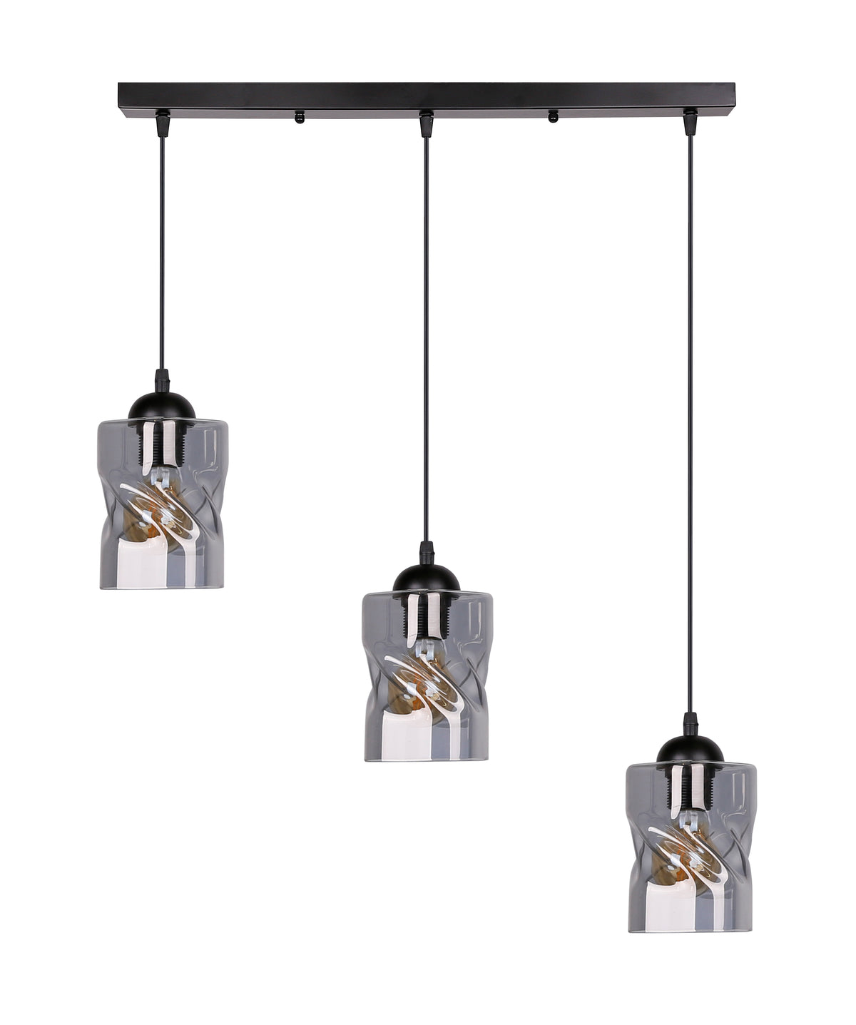 Felis lampa wisząca czarny 3x60W E27 klosz dymiony