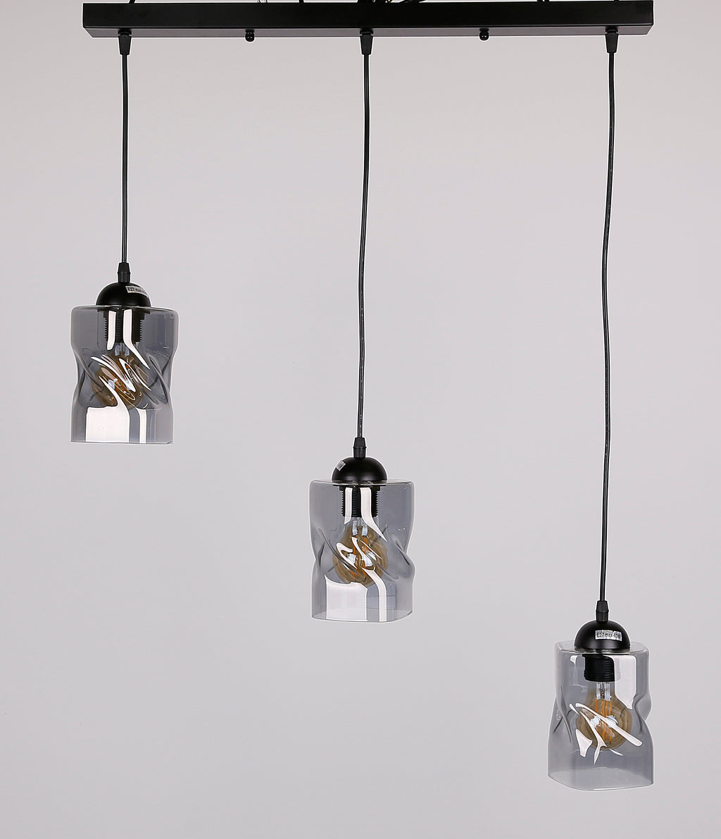 Felis lampa wisząca czarny 3x60W E27 klosz dymiony
