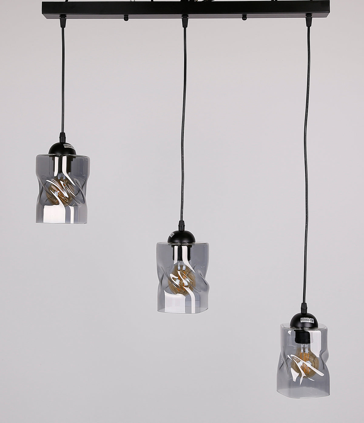 Felis lampa wisząca czarny 3x60W E27 klosz dymiony