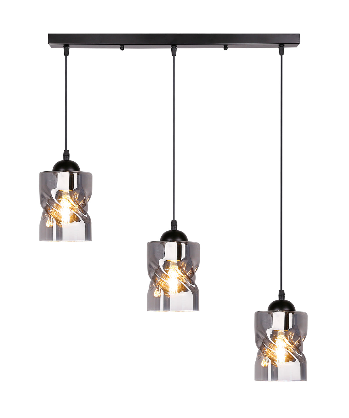 Felis lampa wisząca czarny 3x60W E27 klosz dymiony