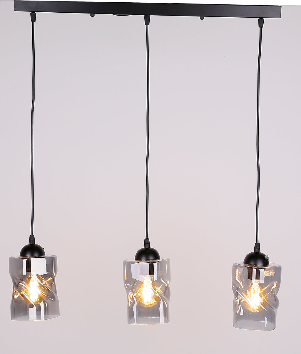 Felis lampa wisząca czarny 3x60W E27 klosz dymiony