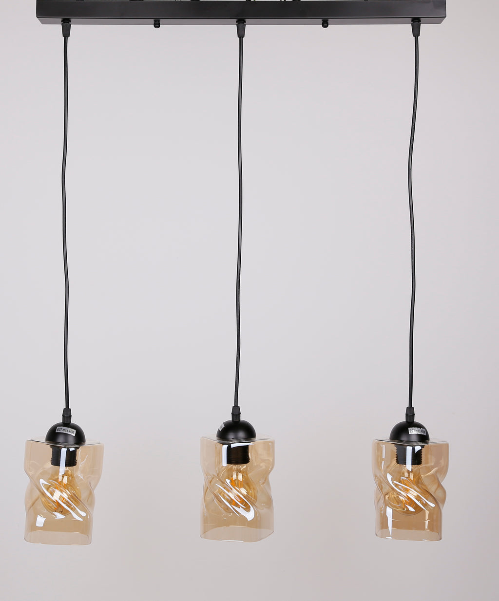 Felis lampa wisząca czarny 3x60W E27 klosz bursztynowy