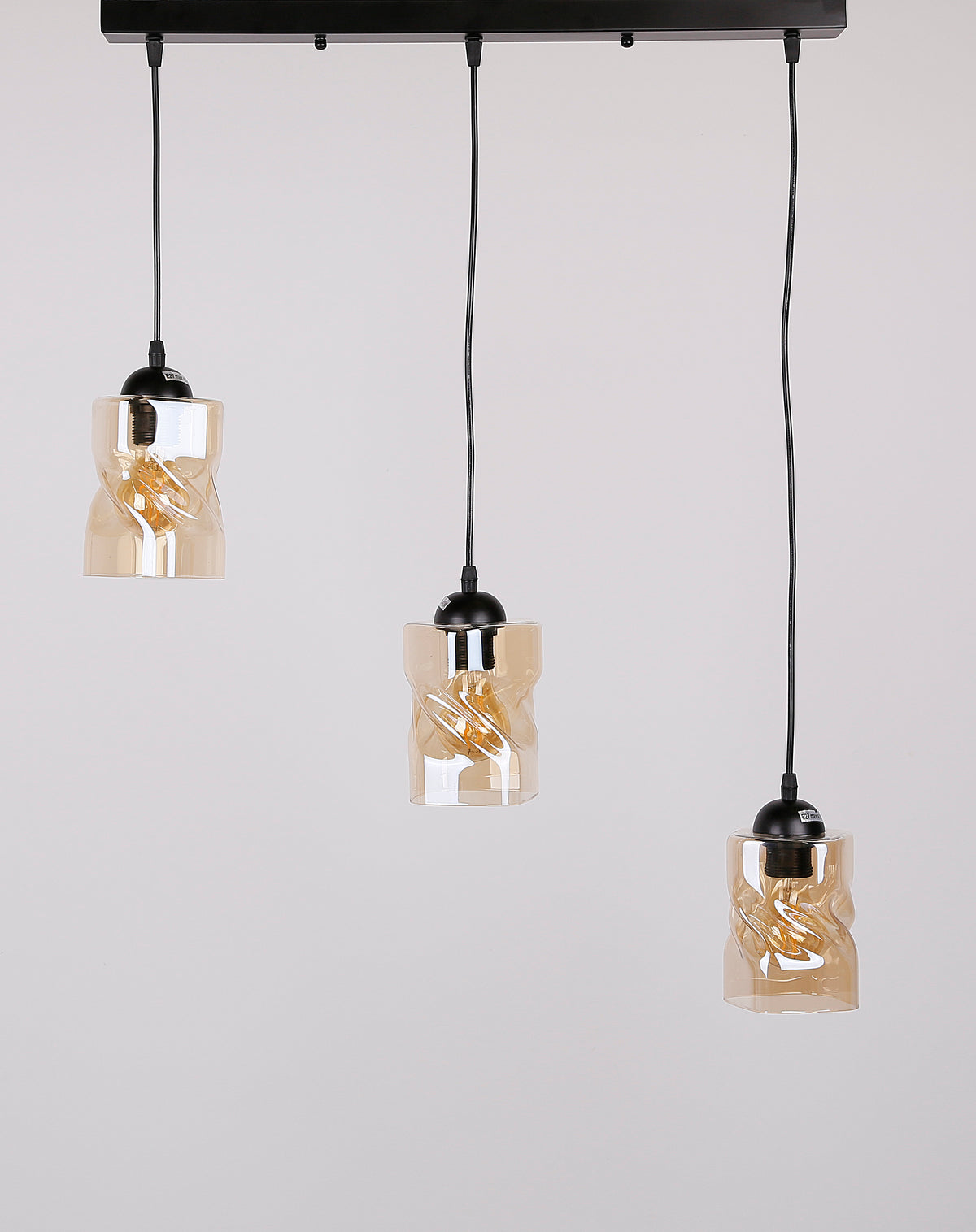 Felis lampa wisząca czarny 3x60W E27 klosz bursztynowy