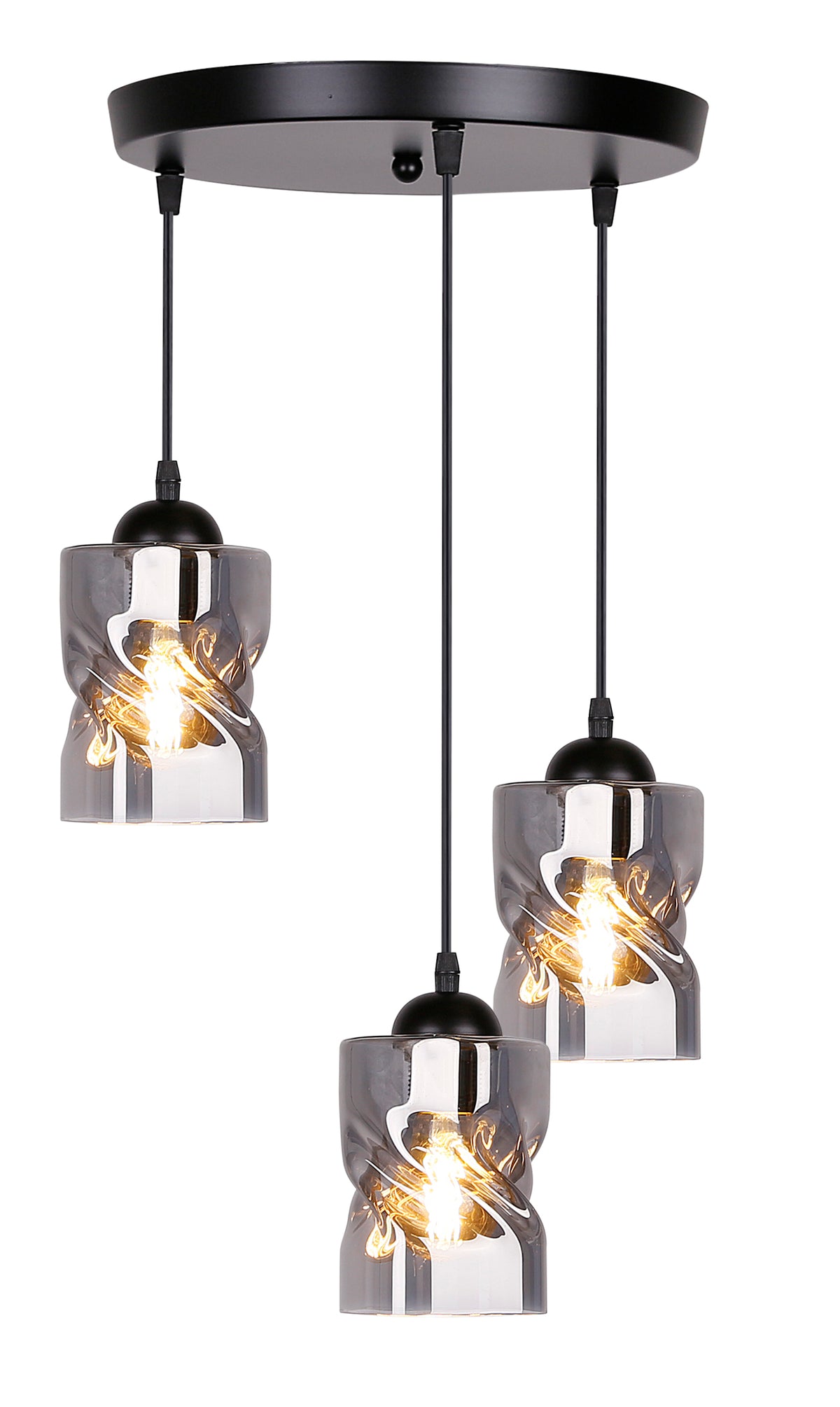Felis lampa wisząca talerz czarny 3x60W E27 klosz dymiony