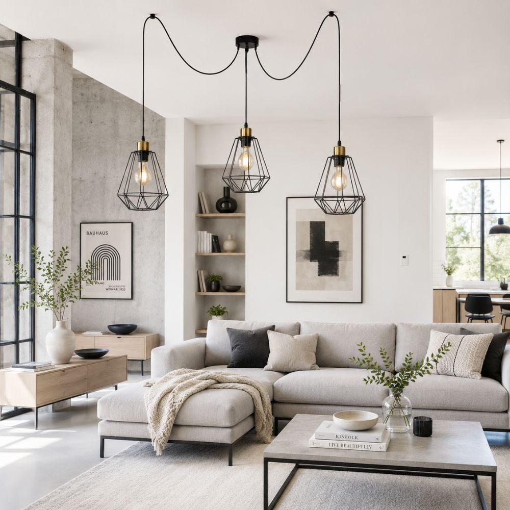 Primo p lampa wisząca czarny+złoty 3x60W E27 klosz czarny