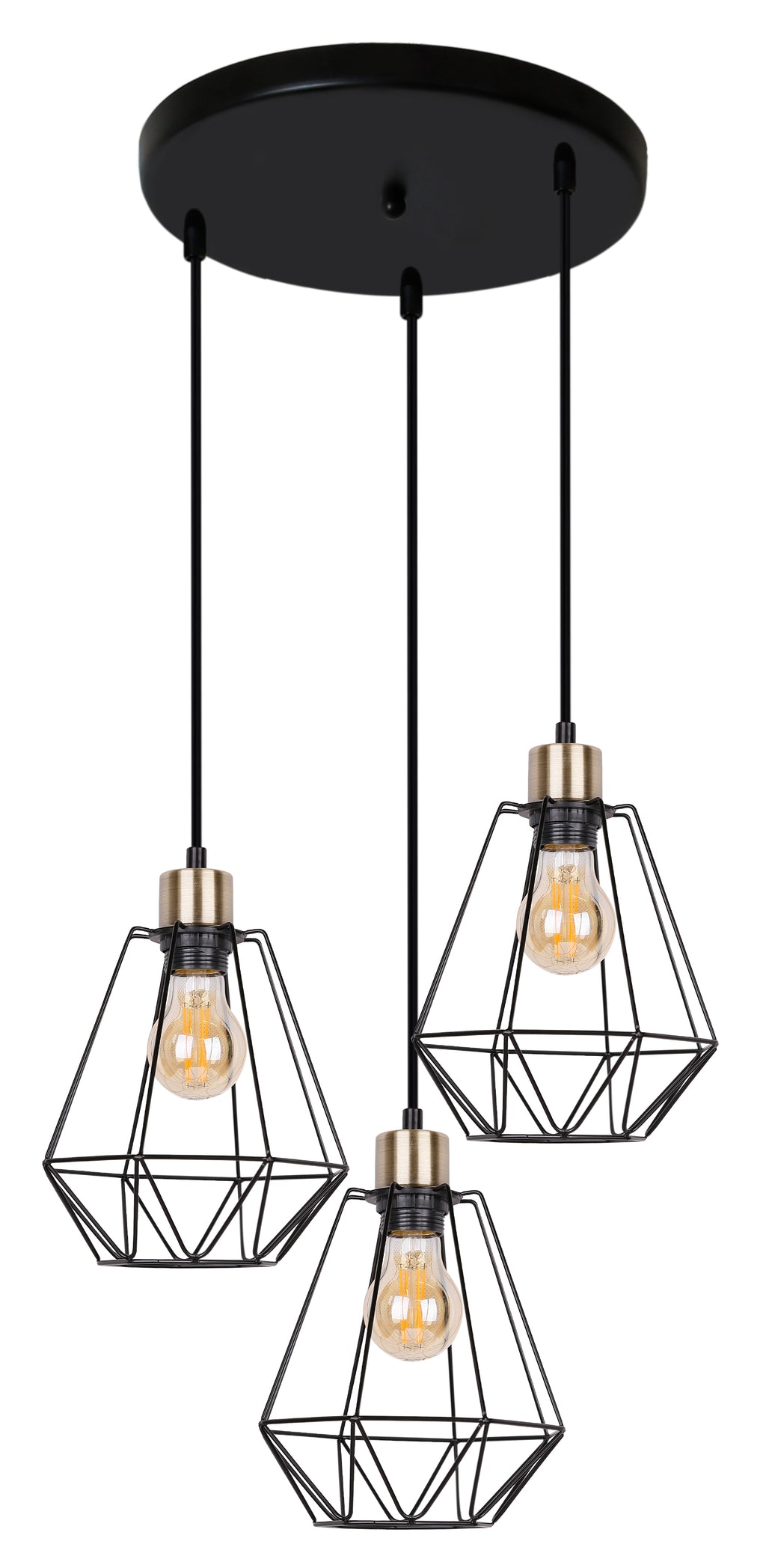 PRIMO lampa wisząca talerz czarny+patyna 3x60W E27 klosz czarny