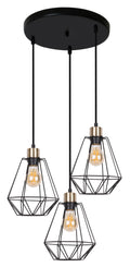PRIMO lampa wisząca talerz czarny+patyna 3x60W E27 klosz czarny