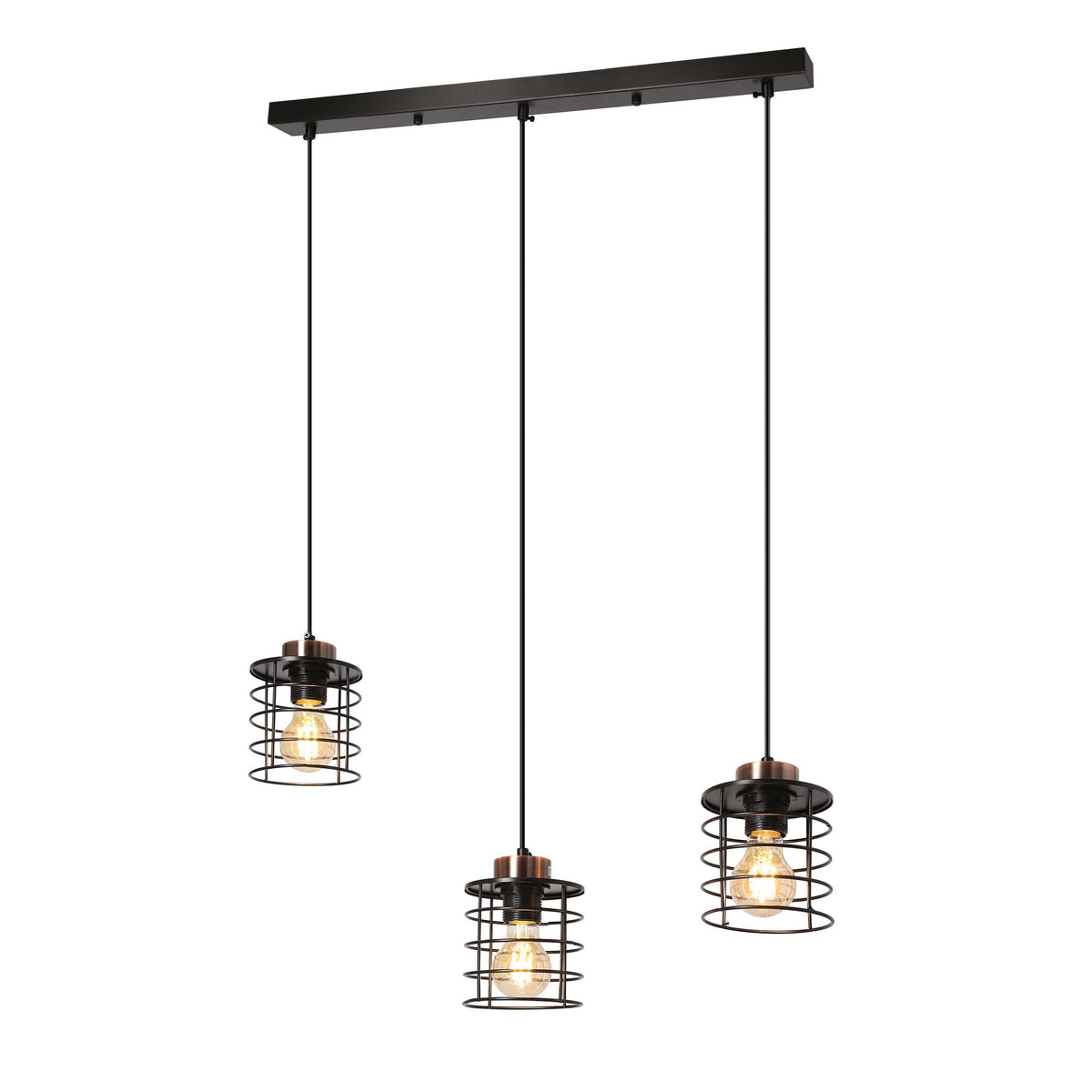 Glob lampa wisząca czarny+złoty 3x40W E27 klosz czarny