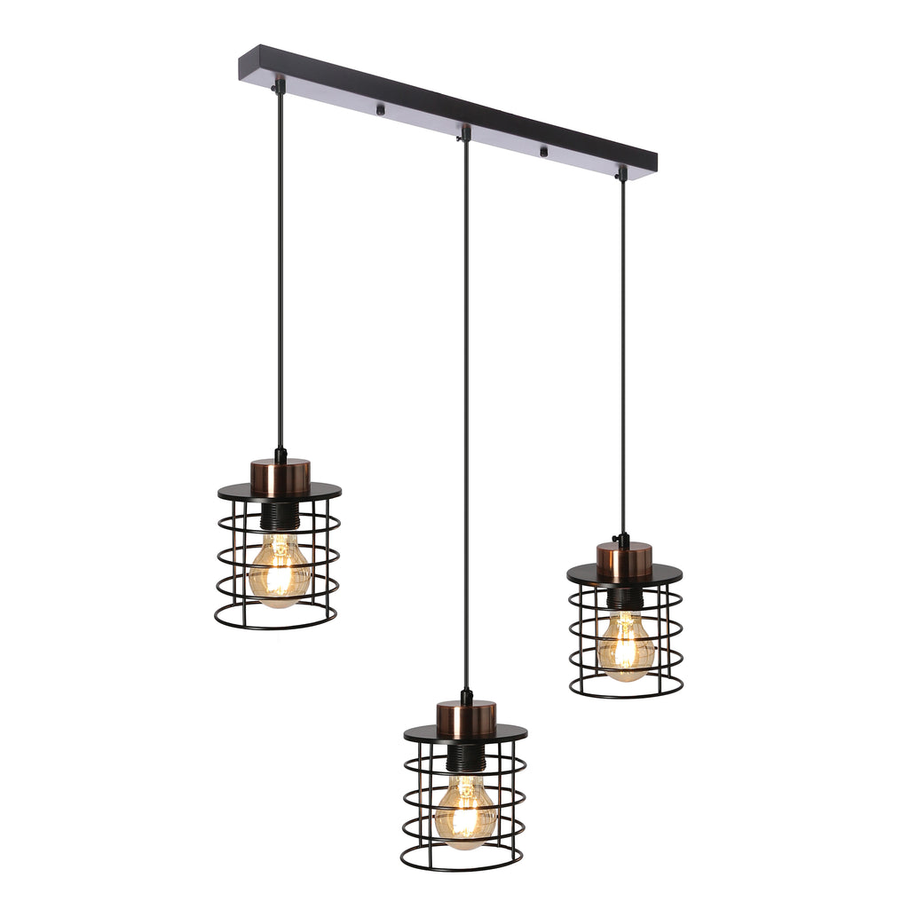 Glob lampa wisząca czarny+złoty 3x40W E27 klosz czarny