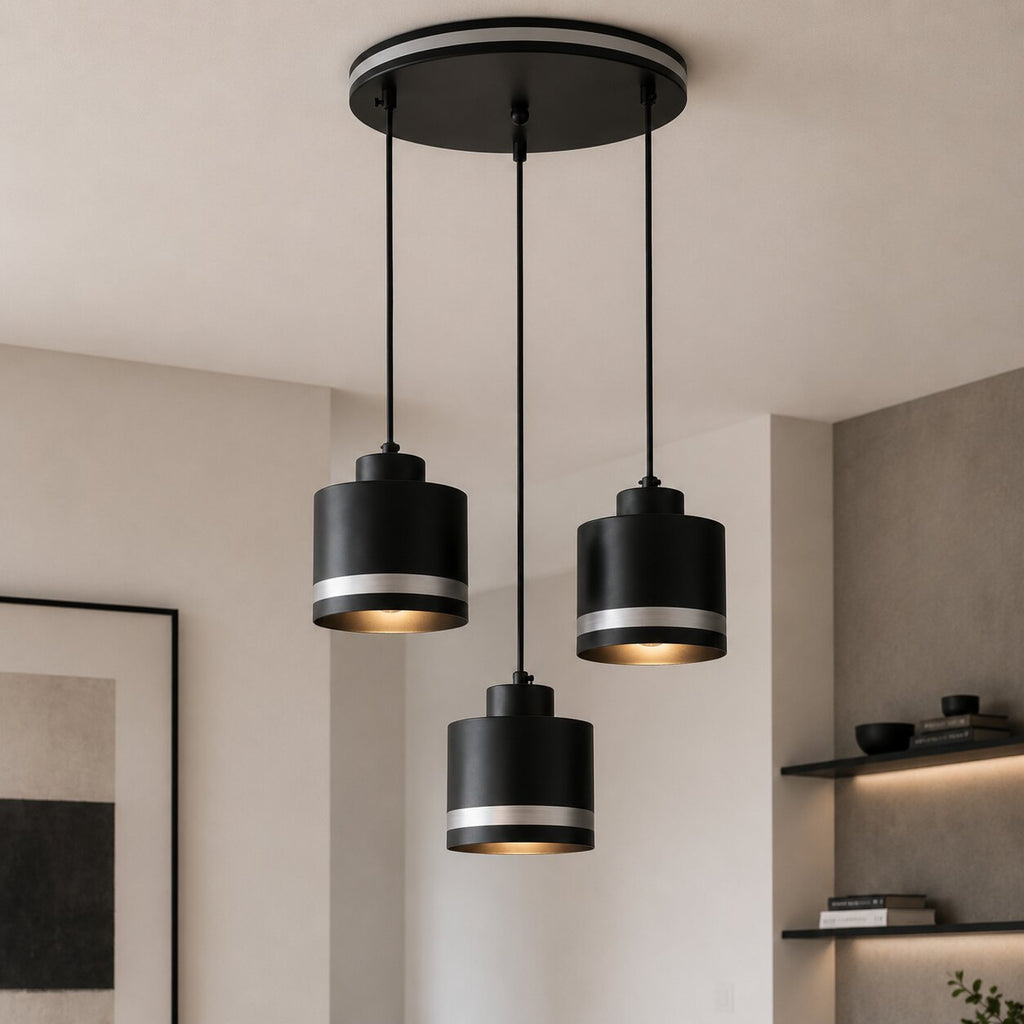 Wama lampa wisząca czarny 3x40W E27 klosz czarny+srebrny