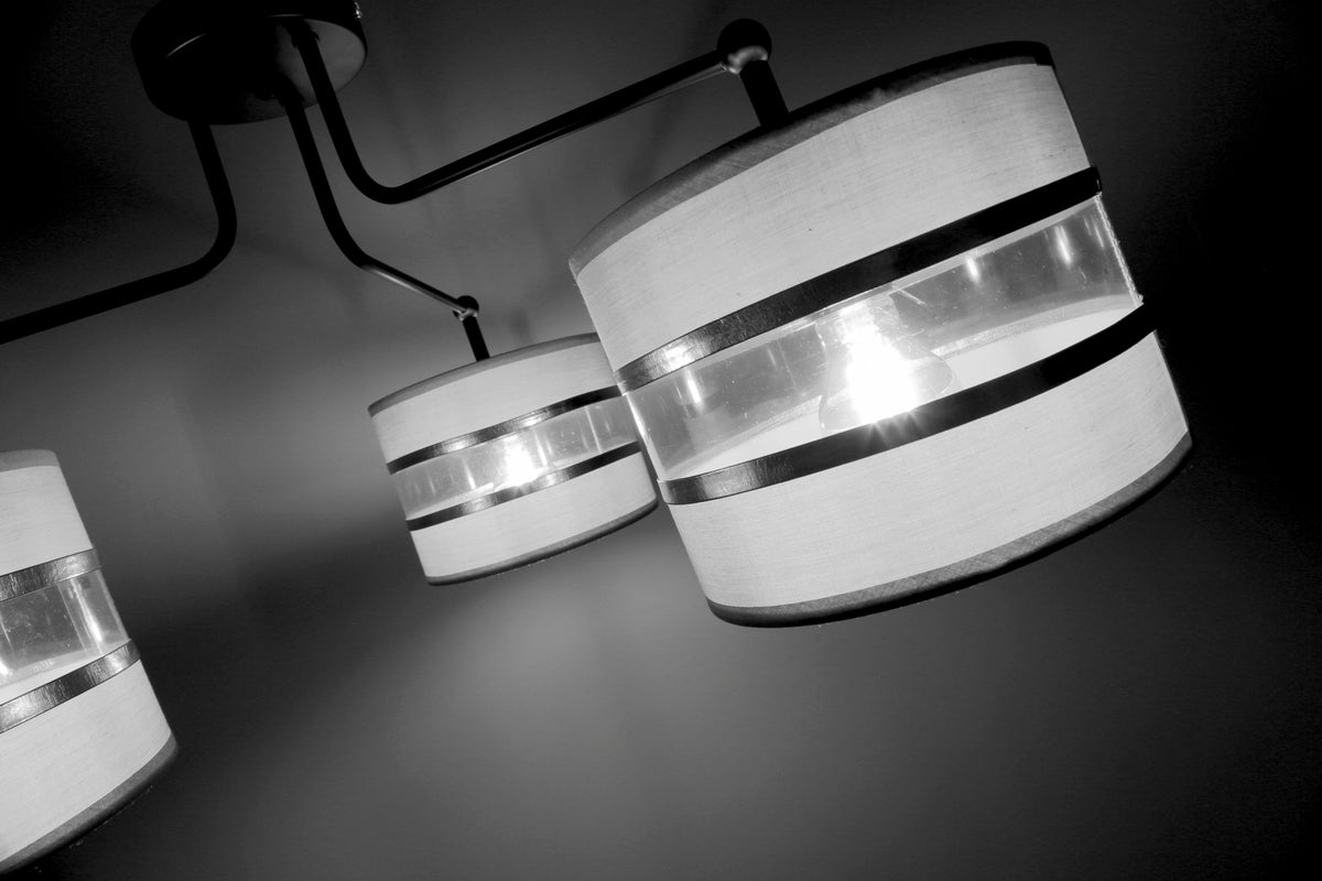 Andy lampa wisząca czarny 3x40W E27 abażur szary+złoty