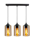 Bistro lampa wisząca czarny 3x40W E27 klosz brązowy