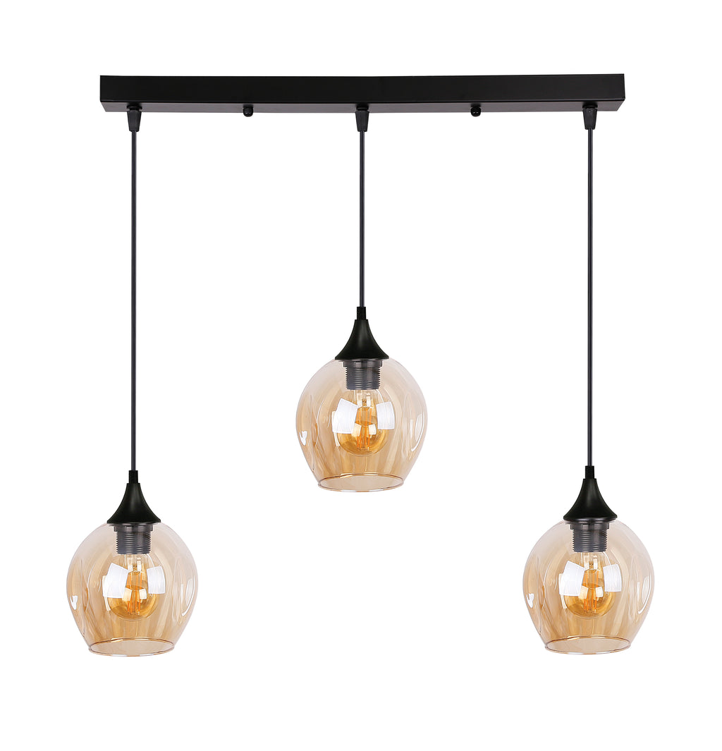 Aspa lampa wisząca czarny 3x40W E27 klosz brązowy