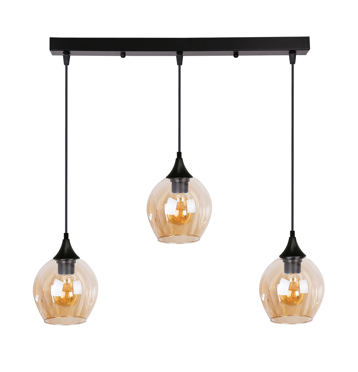 Aspa lampa wisząca czarny 3x40W E27 klosz brązowy