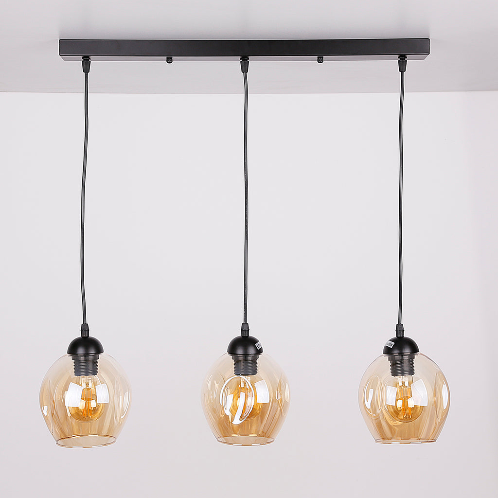 Aspa lampa wisząca czarny 3x40W E27 klosz brązowy
