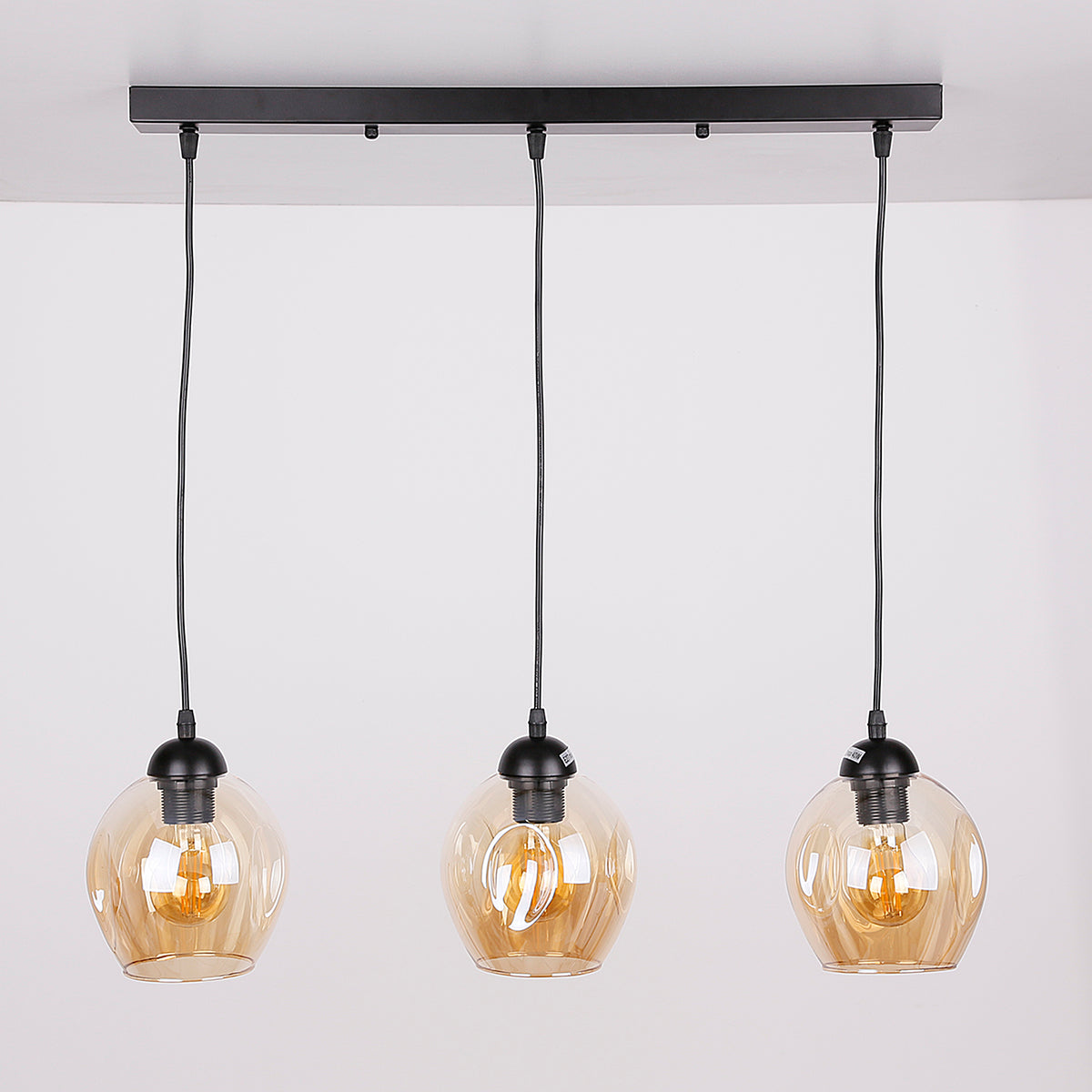 Aspa lampa wisząca czarny 3x40W E27 klosz brązowy