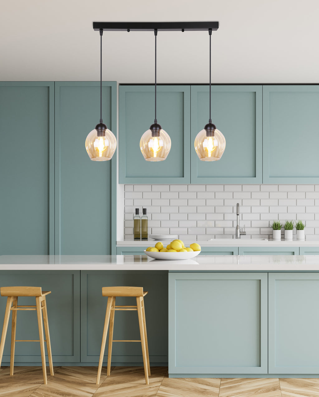 Aspa lampa wisząca czarny 3x40W E27 klosz brązowy