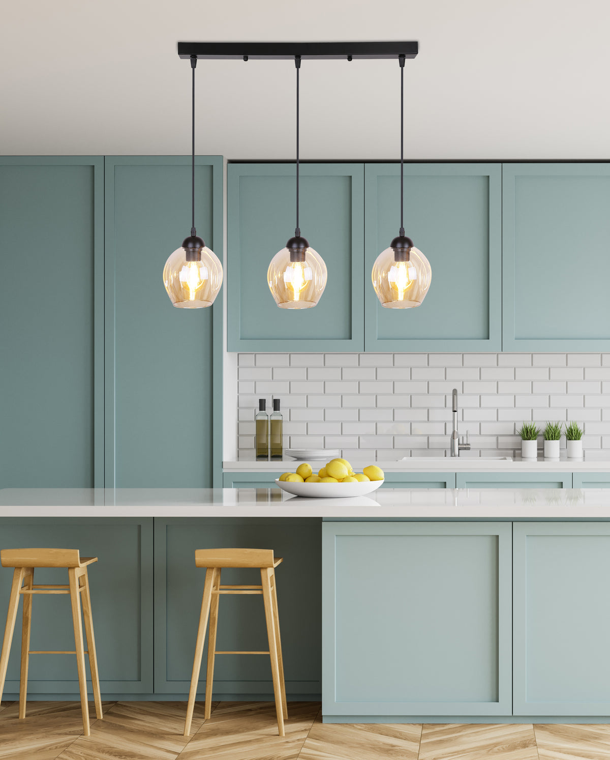 Aspa lampa wisząca czarny 3x40W E27 klosz brązowy