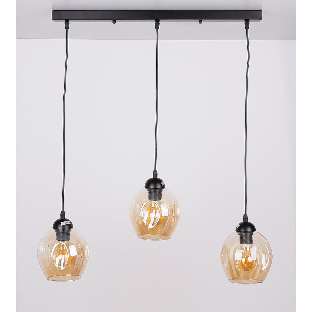 Aspa lampa wisząca czarny 3x40W E27 klosz brązowy