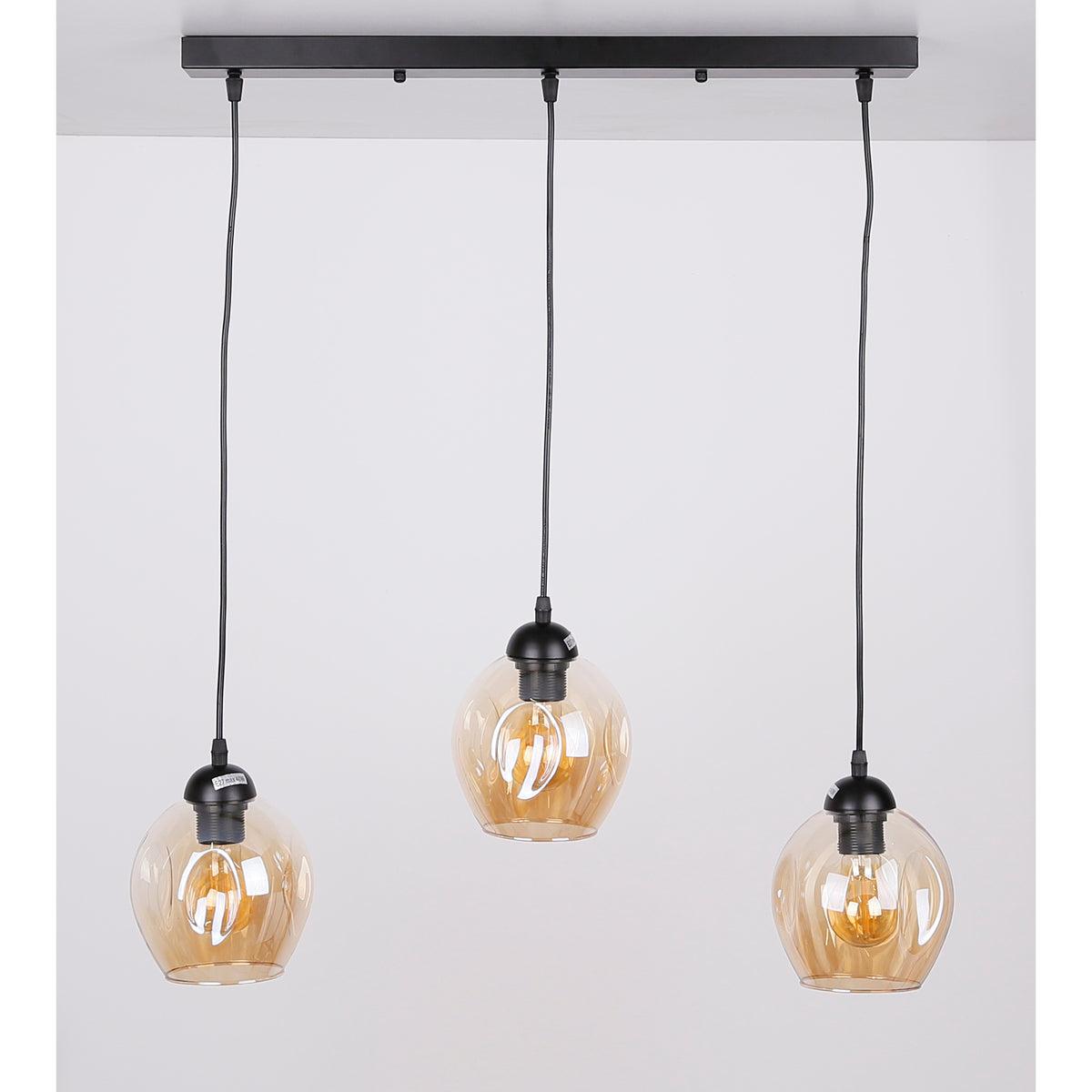 Aspa lampa wisząca czarny 3x40W E27 klosz brązowy