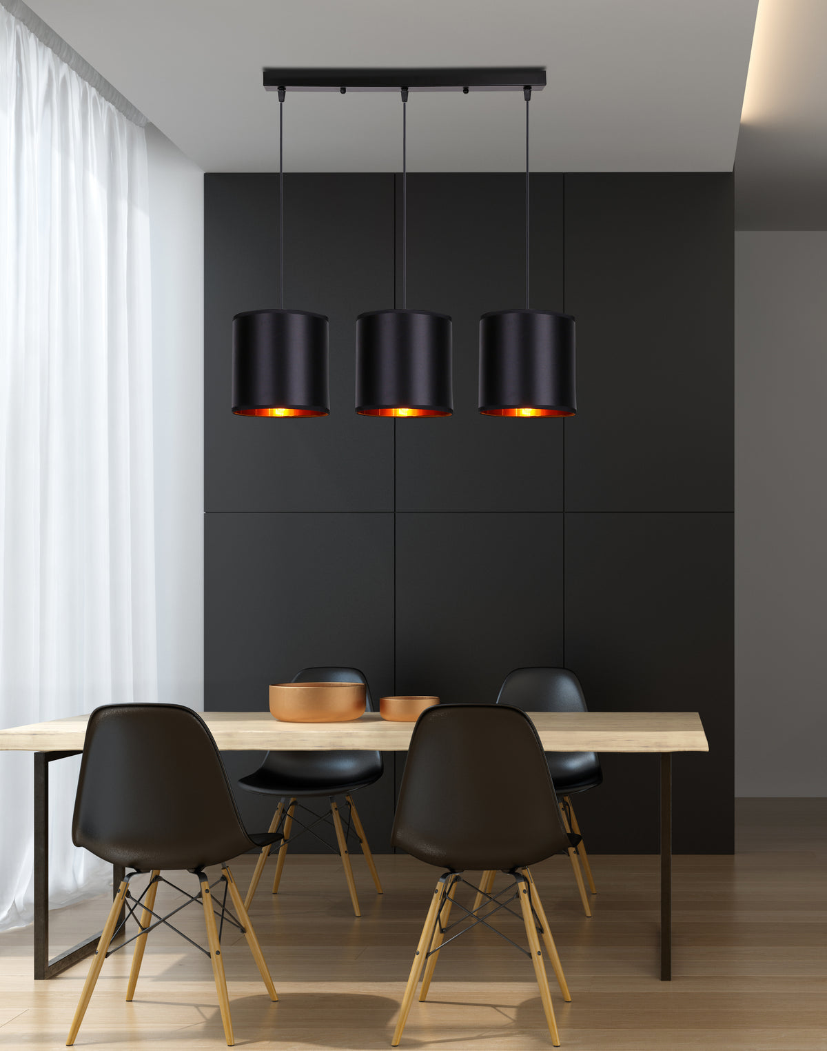 Candida lampa wisząca czarny 3x40W E27 abażur czarny