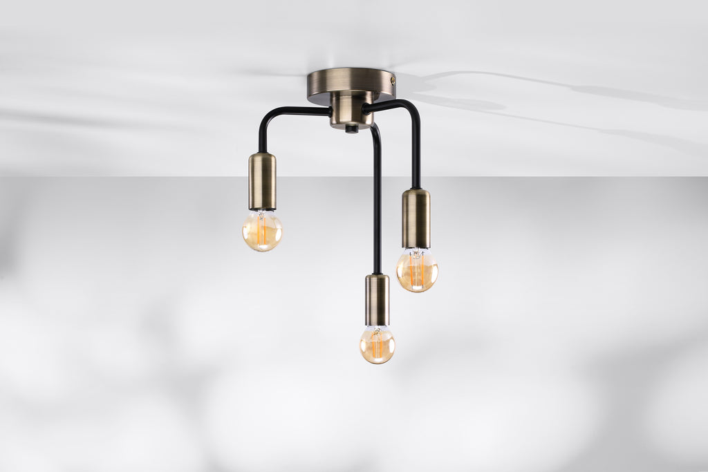 Saga lampa sufitowa patyna+matowy czarny 3x40W E14