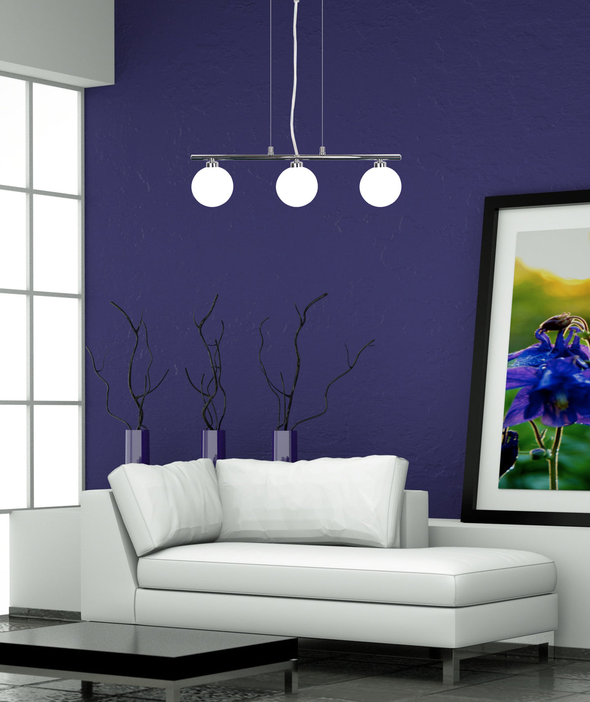 Raisa lampa wisząca chromowy 3x40W G9 klosz biały