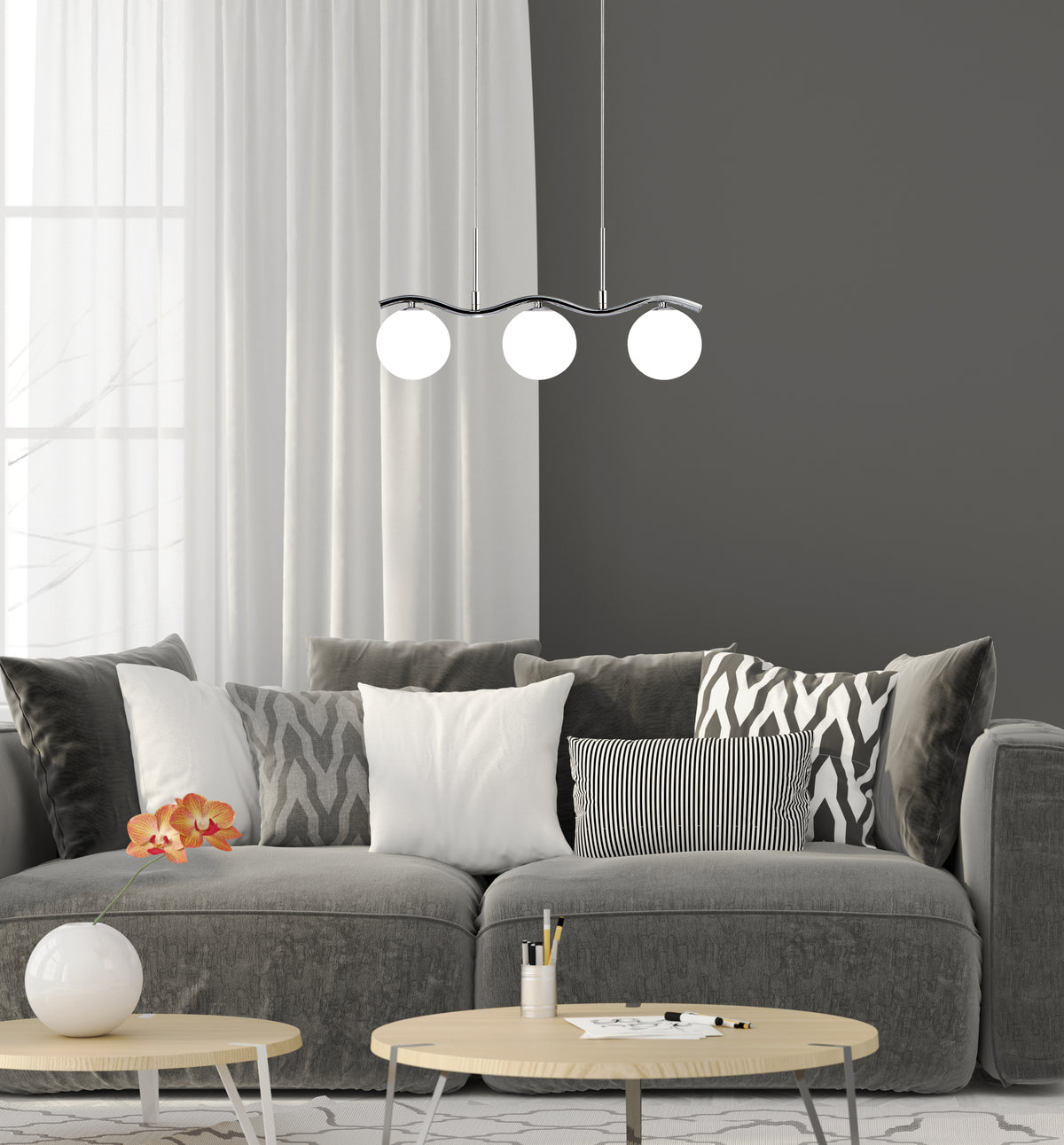 Ramon lampa wisząca chromowy 3x40W G9 klosz biały