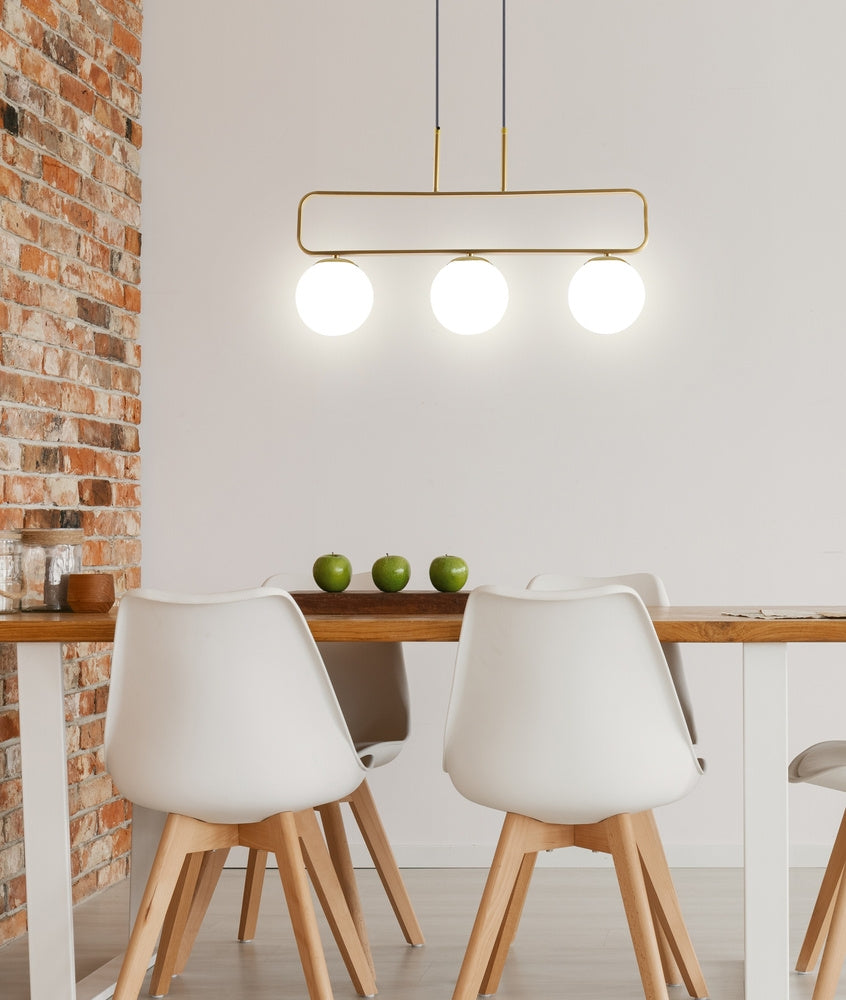 Jove lampa wisząca mosiądz 3x20W G9 klosz biały