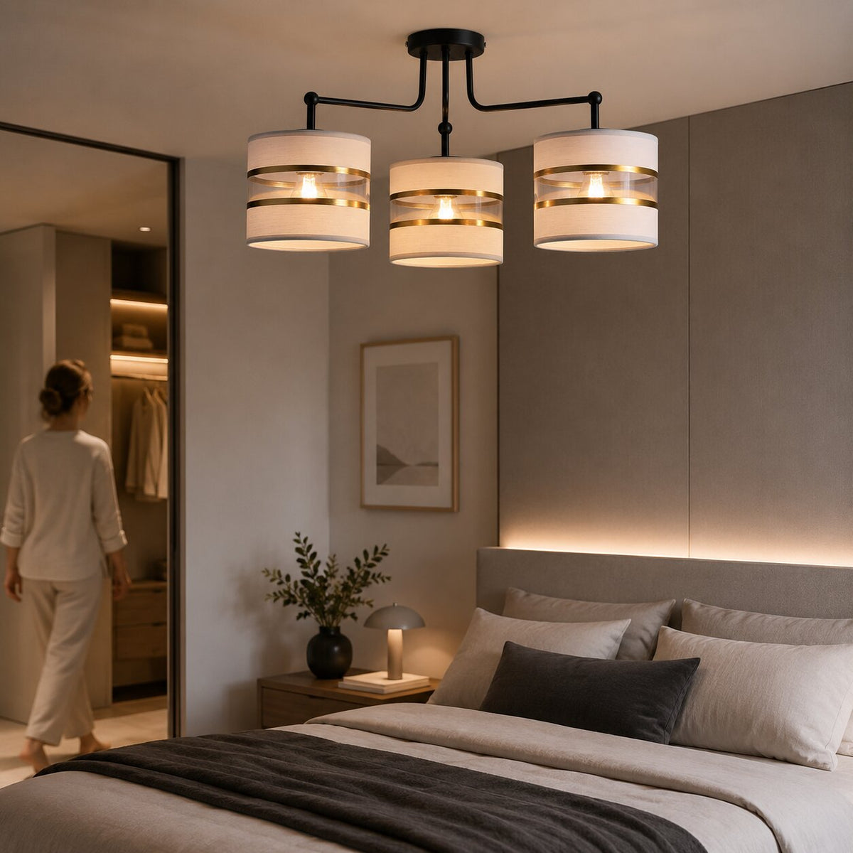 Andy lampa wisząca czarny 3x40W E27 abażur czarny+złoty