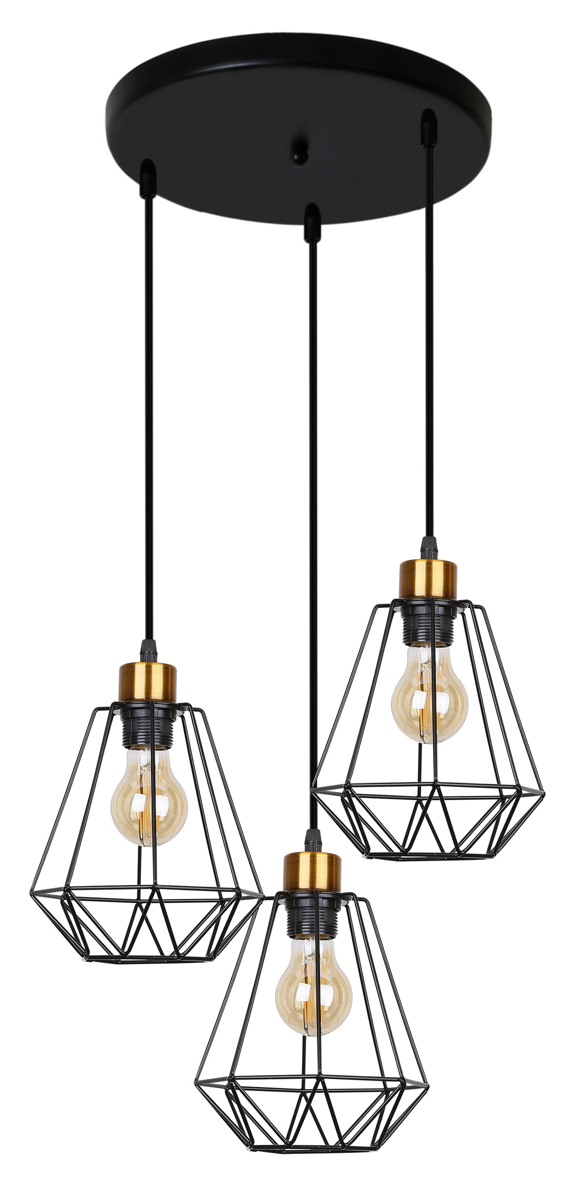 Primo lampa wisząca talerz czarny+złoty 3x60W E27 klosz czarny