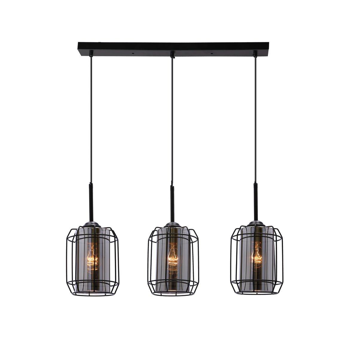 Jonera lampa wisząca czarny 3x40W E27 klosz dymiony