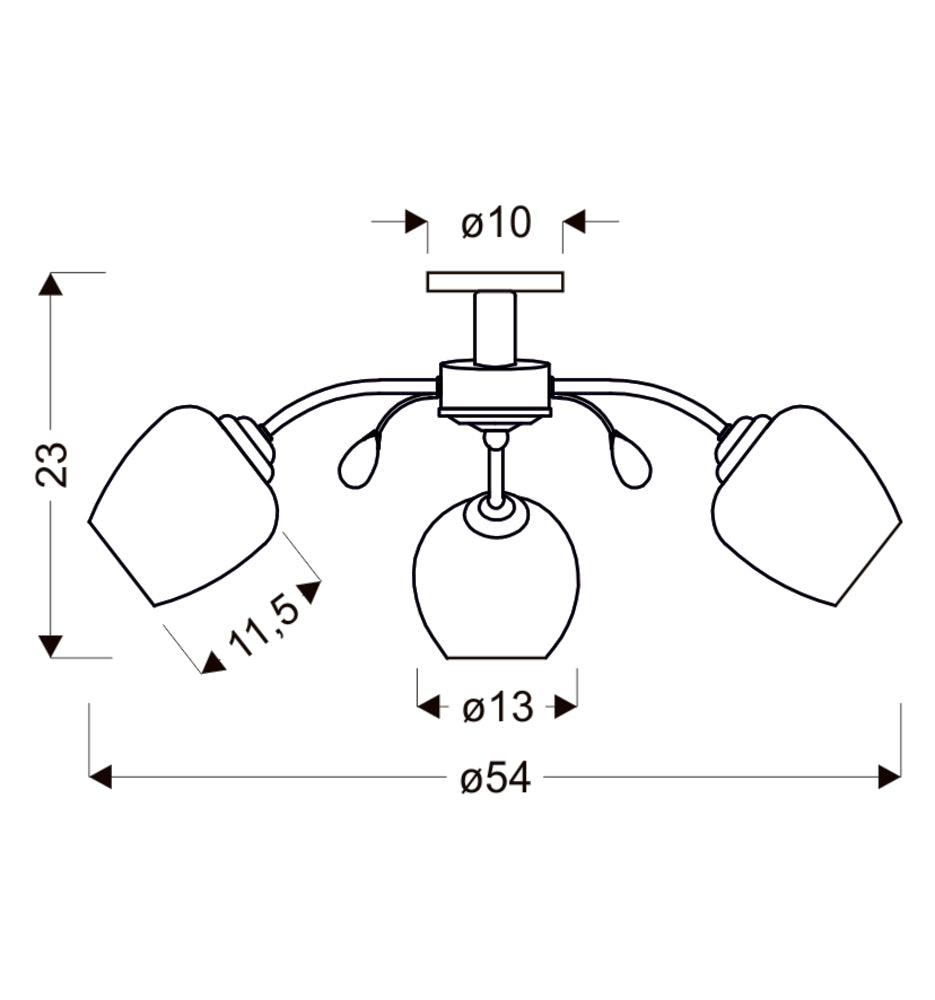 Estar lampa sufitowa chromowy 3x40W E27 klosz biały
