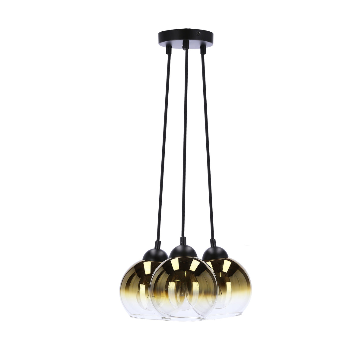 Nubia lampa wisząca czarny 3x60W E27 klosz złoty