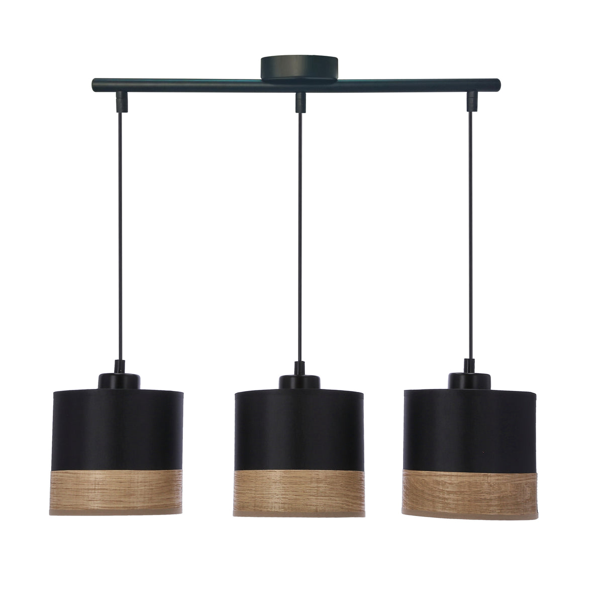 Porto lampa wisząca czarny 3x60W E27 abażur czarny+brązowy