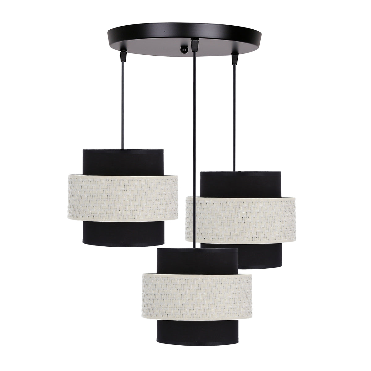Benta lampa wisząca czarny talerz 3x40W E27 abażur czarny+kremowy