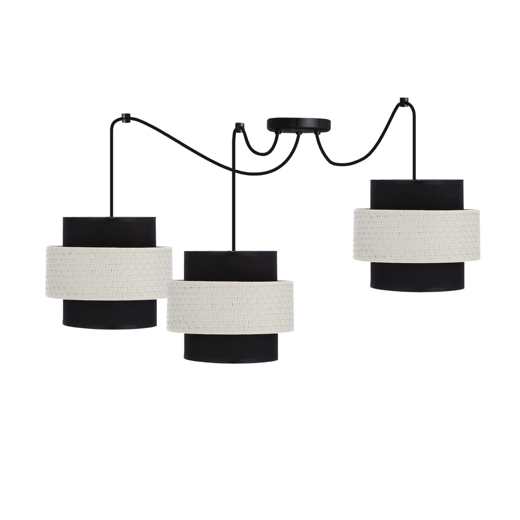 Benta p lampa wisząca czarny 3x40W E27 abażur czarny+kremowy