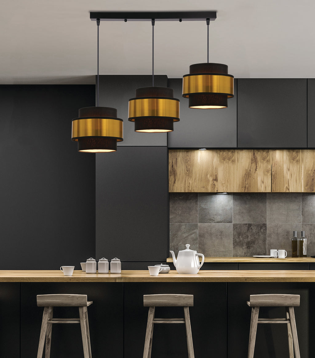 Prestige lampa wisząca czarny 3x40W E27 abażur czarny+złoty