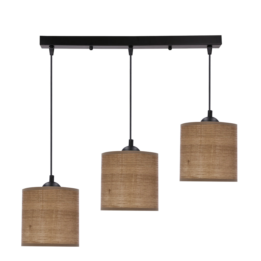 LEGNO lampa wisząca czarny 15 3x40W E27 abażur orzechowy