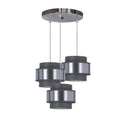Hare lampa wisząca chromowy talerz 3x60W E27 abażur szary+srebrny